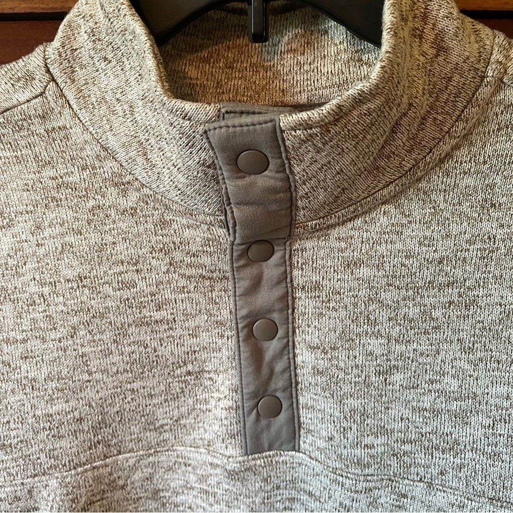 Goodfellow & Co Mens‎ Tan Marled Fleece Quarter Snap Mock Neck Pullover Large
